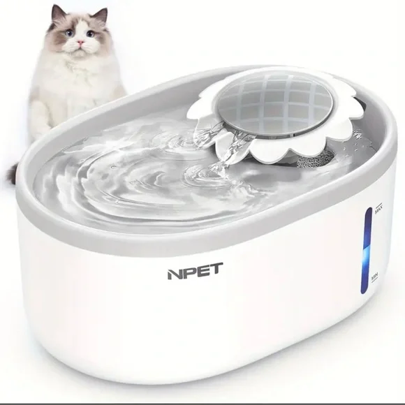 White Grey 2L/ 67oz Automatic Pet Water Fountain with Quiet Pump - Picture 10 of 11